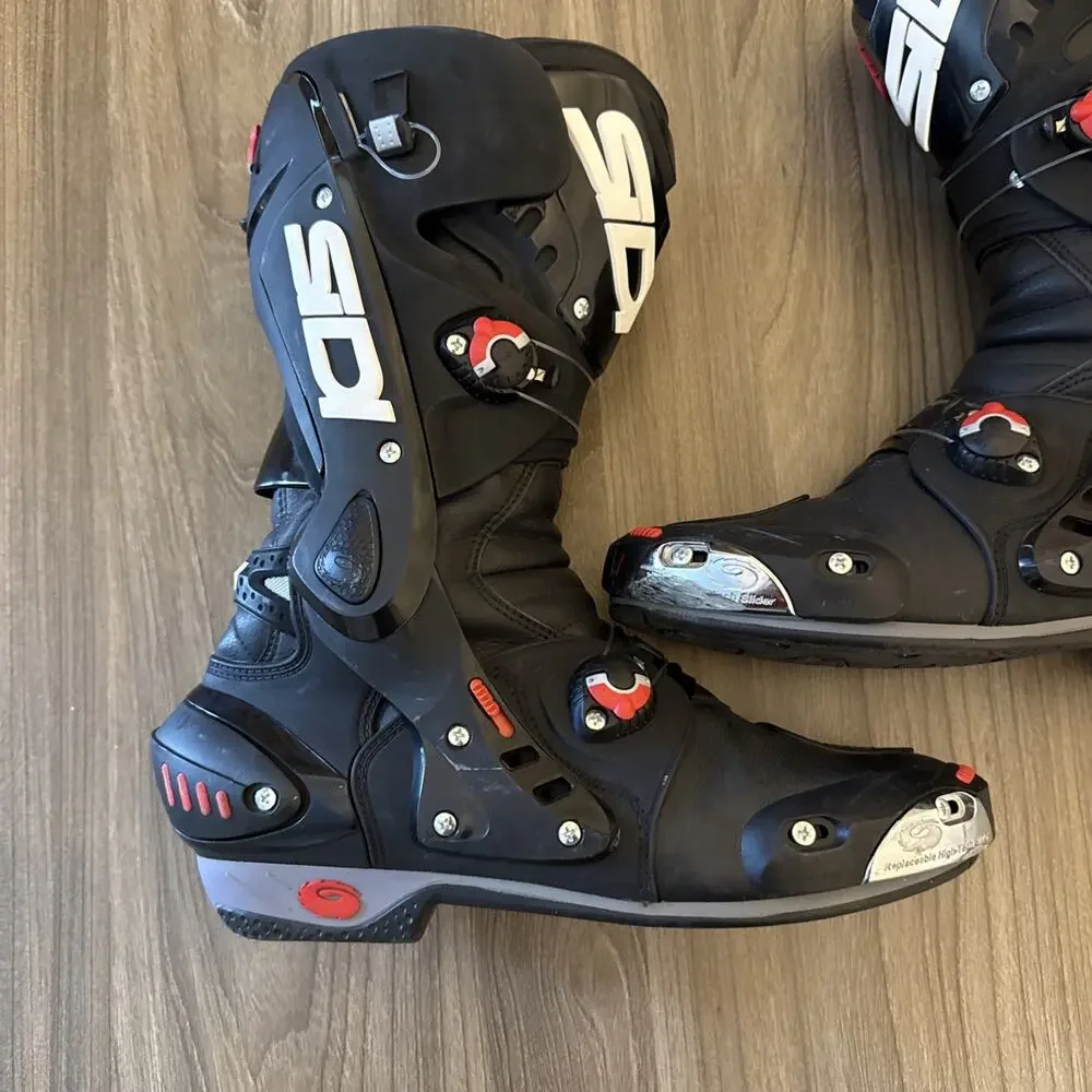 Sidi SRS Black Boots Size 10 US 44 EUR MX Motocross Boots Made in Italy